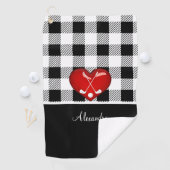 Buffalo Pset Black white golfclubs rood hart Golfhanddoek (Insitu)