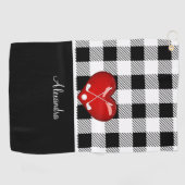 Buffalo Pset Black white golfclubs rood hart Golfhanddoek (Horizontaal)