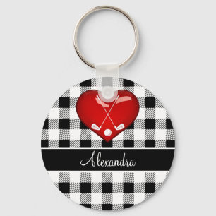 Buffalo Pset Black white golfclubs rood hart Sleutelhanger