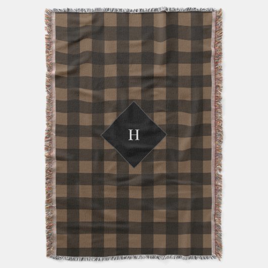 Buffalo Pset Brown Monogram Deken (Voorkant Verticaal)