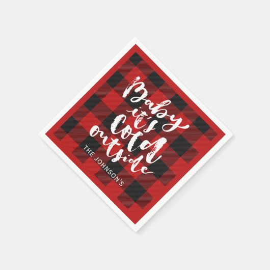 Buffalo Pset Brush Script Het is Koude buitennaam Servet (Hoek)