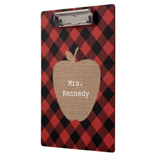 Buffalo Pset Burlap Aangepaste leerkracht Apple Klembord (Links)