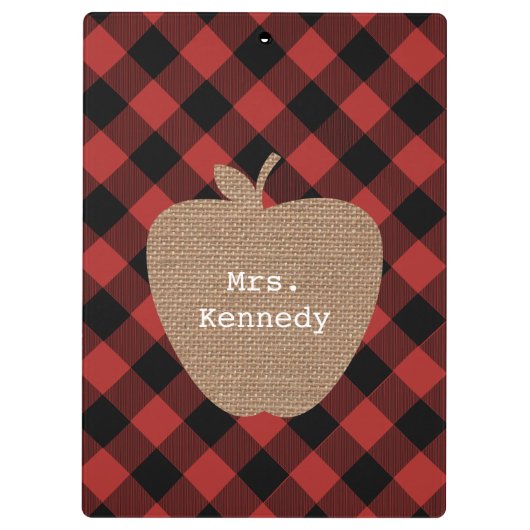 Buffalo Pset Burlap Aangepaste leerkracht Apple Klembord (Achterkant)
