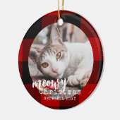 Buffalo Pset Cat Meowy kerstfoto Keramisch Ornament (Links)