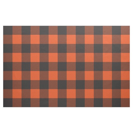 Buffalo Pset Check Pattern Black Oranje Stof (Fat Quarter)