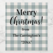 Buffalo Pset Country Farmhouse Merry kerst Wijn Etiket (Enkel label)