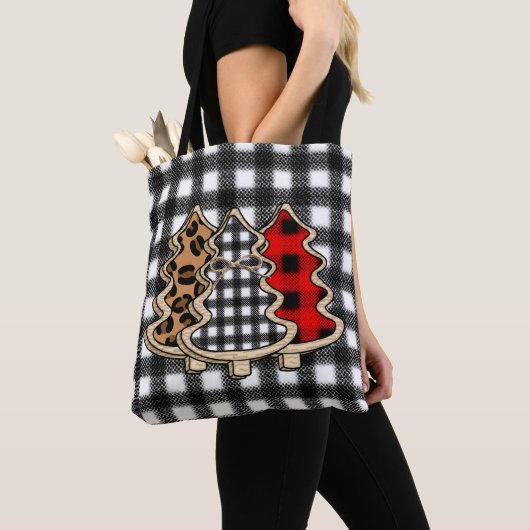 Buffalo Pset Country Style met kerstbomen Tote Bag (Dichtbij)
