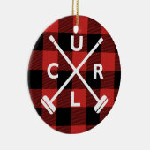 Buffalo Pset Curling-kerstversiering Keramisch Ornament (Rechts)