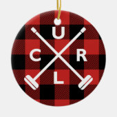 Buffalo Pset Curling-kerstversiering Keramisch Ornament (Voorkant)