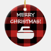 Buffalo Pset Curling-kerstversiering Keramisch Ornament (Achterkant)