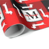 Buffalo Pset Dachshund-kerstmonogram Cadeaupapier (Rol Hoek)