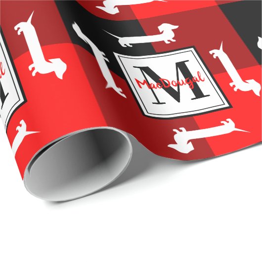 Buffalo Pset Dachshund-kerstmonogram Cadeaupapier (Rol Hoek)