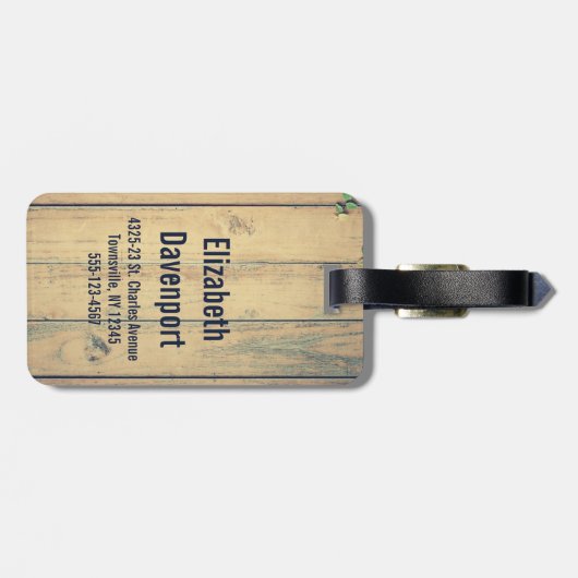 Buffalo Pset Deer Head op Faux Wood Bagagelabel (Achterkant horizontaal)