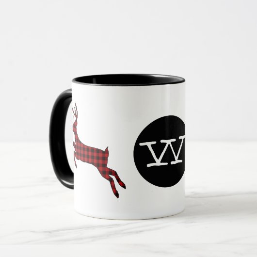 Buffalo Pset Deer Monogrammed Mok (Voorkant links)