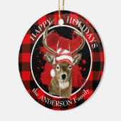 Buffalo Pset Deer Santa Hat Keramisch Ornament (Links)