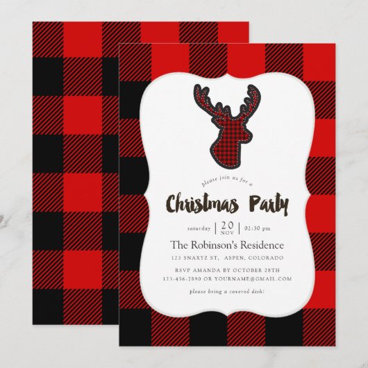 Buffalo Pset Deer Scrapbook Motif Kerstfeest Kaart (Voorkant / Achterkant)