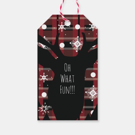 Buffalo Pset Deer Snowflakes Kerstfeest Cadeaulabel (Voorkant)