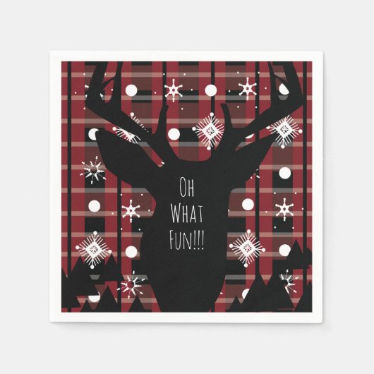 Buffalo Pset Deer Snowflakes Kerstfeest Servet (Voorkant)