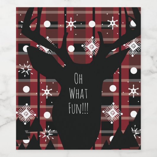 Buffalo Pset Deer Snowflakes Kerstfeest Wijn Etiket (Enkel label)