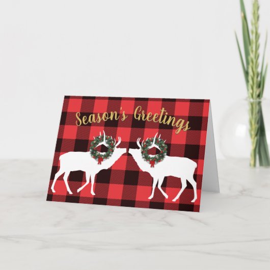 Buffalo Pset Elk Kerstmis Wreath Custom Feestdagen Kaart (Voorkant)
