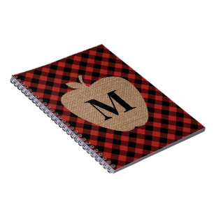 Buffalo Pset en Burlap Monogram Apple Notitieboek