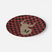 Buffalo Pset en Burlap Monogram Deer Papieren Bordje (Gekanteld)