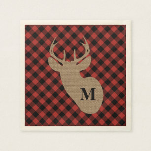 Buffalo Pset en Burlap Monogram Deer Servetten