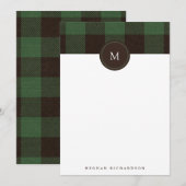 Buffalo Pset en monogram | Groene bakkerij Notitiekaartje (Voorkant / Achterkant)