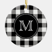Buffalo Pset Farmhouse Black en White Monogram Keramisch Ornament (Voorkant)