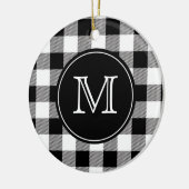 Buffalo Pset Farmhouse Black en White Monogram Keramisch Ornament (Links)