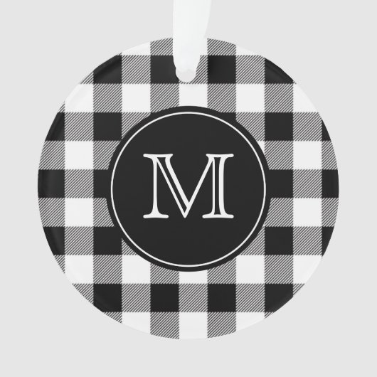 Buffalo Pset Farmhouse Black en White Monogram Ornament (voorkant)