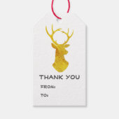 Buffalo Pset Gold Foil met kerstmis Deer Cadeaulabel (Voorkant)