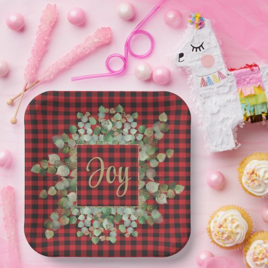 Buffalo Pset Gold Sparkle Eucalyptus Custom Papieren Bordje (Feest)