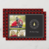 Buffalo Pset & Gold Tree Kerstmis 3 Foto Feestdagenkaart (Voorkant / Achterkant)