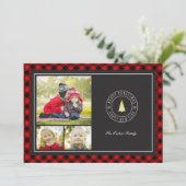 Buffalo Pset & Gold Tree Kerstmis 3 Foto Feestdagenkaart (Staand voorkant)