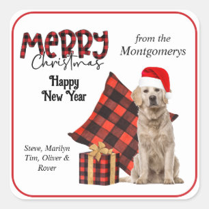 Buffalo Pset Golden Retriever Kerstmis Vierkante Sticker