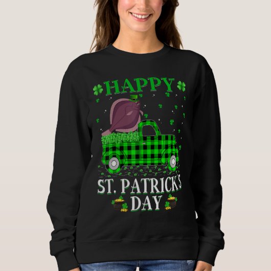 Buffalo Pset Green Truck Flounder Fish St Patrick Trui (Voorkant)