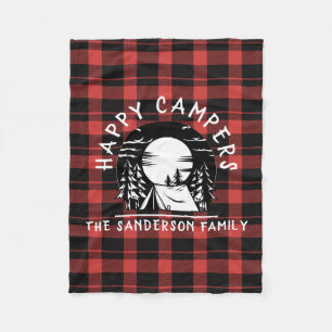 Buffalo Pset Happy Campers Familienaam Camping Fleece Deken