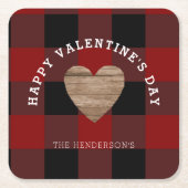 Buffalo Pset Heart Valentijnsdag, gepersonaliseerd Kartonnen Onderzetters (Voorkant)