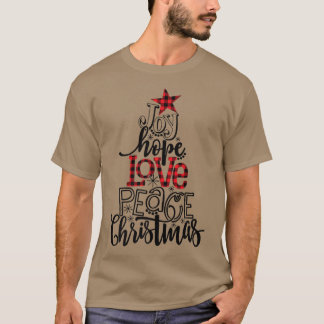 Buffalo Pset Joy Hope Love Peace kerstboom P T-shirt