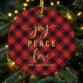 Buffalo Pset Joy Peace Love Monogram Kerstmis Keramisch Ornament