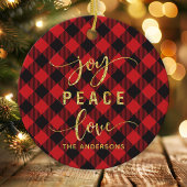 Buffalo Pset Joy Peace Love Monogram Kerstmis Keramisch Ornament