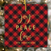 Buffalo Pset Joy Peace Love Monogram Kerstmis Keramisch Ornament