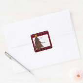 Buffalo Pset, kerstvierkant met houtbomen Vierkante Sticker (Envelop)