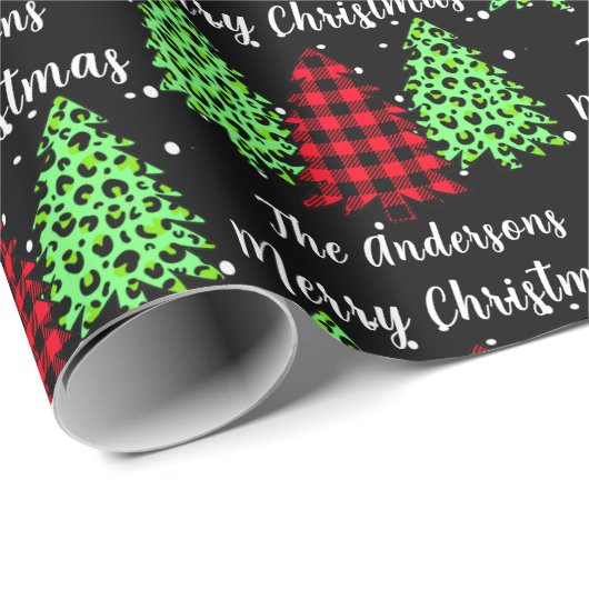 Buffalo Pset Leopard-kerstbomen Cadeaupapier (Rol Hoek)