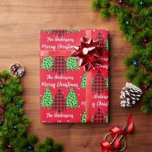 Buffalo Pset Leopard-kerstbomen Cadeaupapier