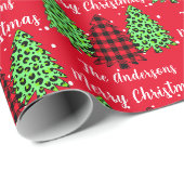 Buffalo Pset Leopard-kerstbomen Cadeaupapier (Rol Hoek)