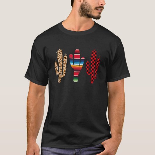 Buffalo Pset Leopard Serape Cactus Mexican Cinco T-shirt (Voorkant)