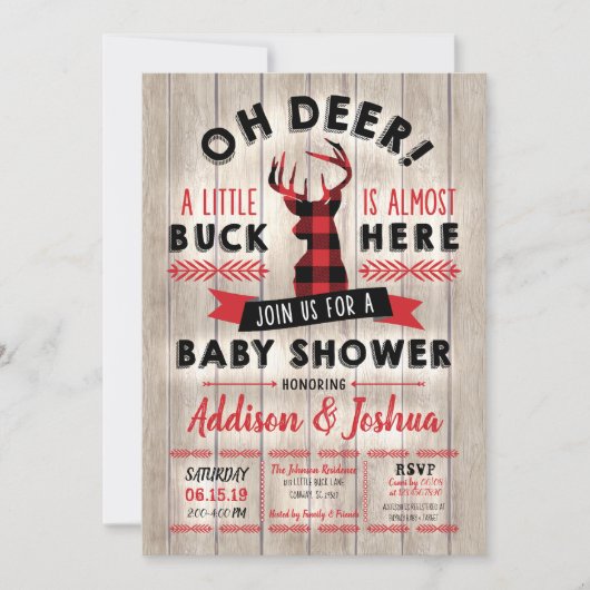 Buffalo Pset Little Buck Oh Deer Baby shower Kaart (Voorkant)