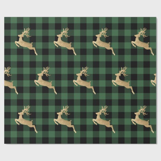 Buffalo Pset Lomberjack Gold Reindeer Green Boerde Cadeaupapier (Vlak)